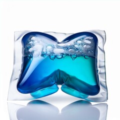  Capsules with detergent for washing machine isolated on white background. Laundry pods, liquid