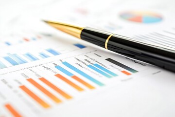 Financial report chart with market analysis on solid white background, single object Isolated on white background--C100