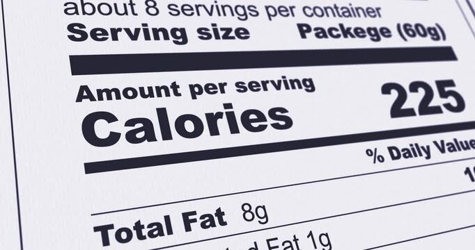 Nutrition Facts Label with Sodium content line highlighted, natrium additives, diet and healthy food concept, footage