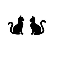 Vector Silhouette of cat and heart