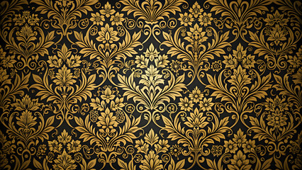 Ornate gold and black floral wallpaper with intricate design, ornate, gold, black, floral, design, wallpaper, vintage
