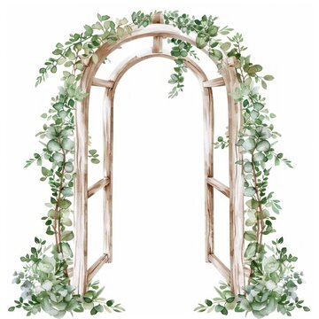 wooden archway with green foliage clip art preview