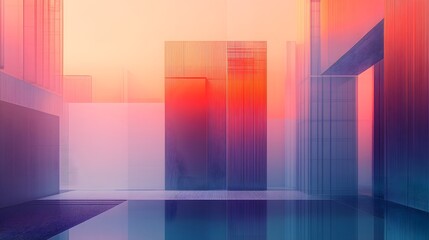 Subtle depth achieved through layered tech elements on a muted gradient background