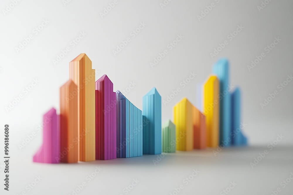 Poster Histogram of economic data analysis on solid white background, single object