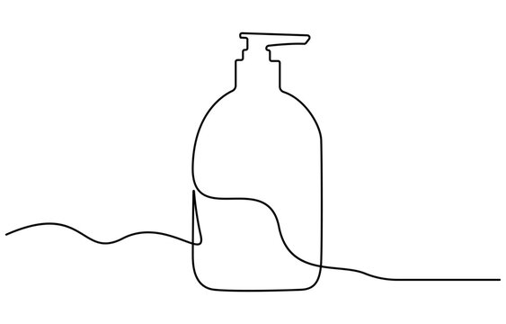 recommend clip art: Shampoo bottle continuous one line drawing vector illustration, Continuous one line drawing of cosmetic bottle with pump. One line drawing illustration of pump bottle