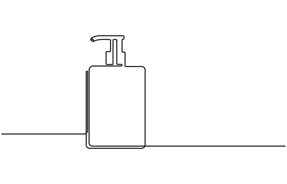 recommend clip art: Shampoo bottle continuous one line drawing vector illustration, Continuous one line drawing of cosmetic bottle with pump. One line drawing illustration of pump bottle