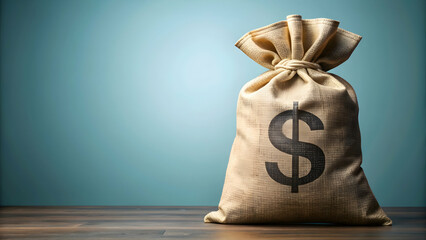 Money bag overflowing with coins symbolizing online payment, modern business, finance, and saving concept