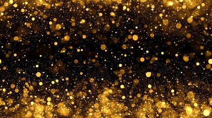 Seamless Background with falling golden glitter particles. Falling gold confetti with magic light. Beautiful light background , isolated on white background, , copy space for text,