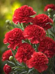 Fototapeta premium Red Carnations in Warm Evening Light