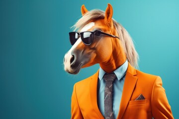 Horse glasses animal mammal.