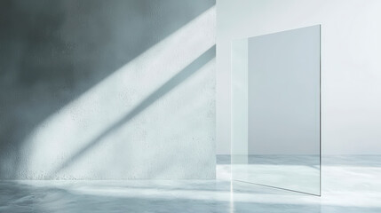 Large Glass Pane On Smooth Light Gray Surface For Window Installation