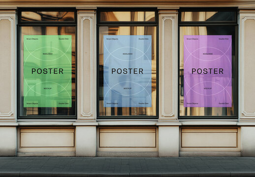 3 Storefront Posters Mockup With Generative AI