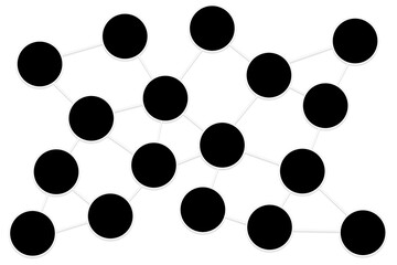 social network template with interconnected blank circle nodes on transparent background