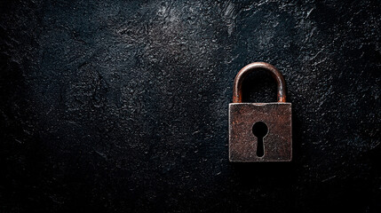 Fototapeta premium Lock On Smooth Black Surface For Security