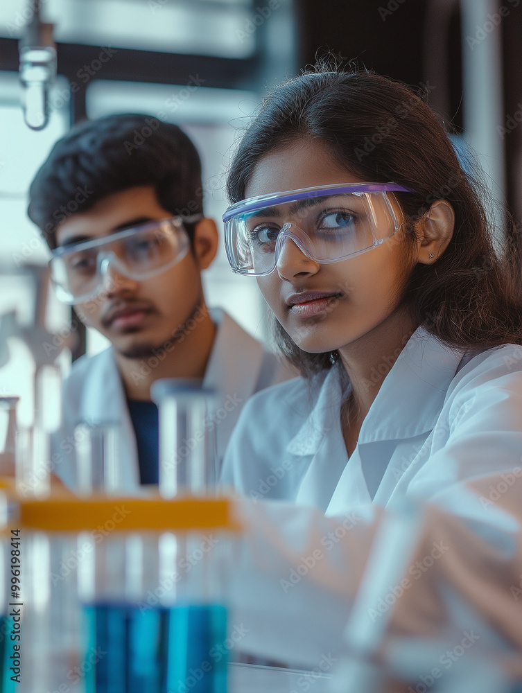 Wall mural two scientists wearing lab coats