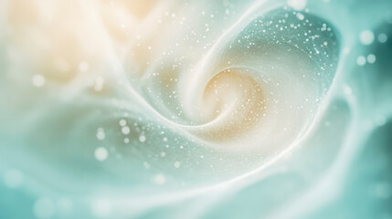 Abstract Golden Particle Swirl on a Soft Aqua Background