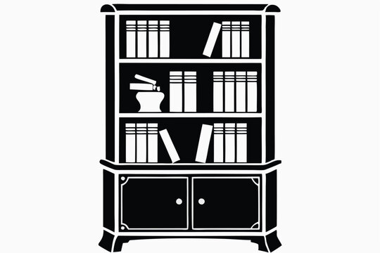 recommend clip art: Book shelf vector silhouette