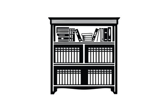 recommend clip art: Book shelf vector silhouette
