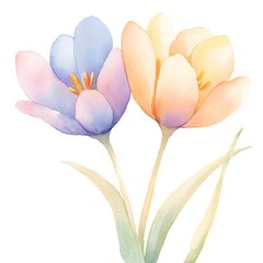 Watercolor spring flowers clipart, cute, simple, and clean, 