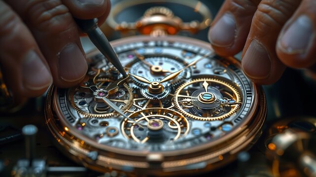 Watchmaker Repairs Intricate Mechanical Watch in Workshop With Detailed Craftsmanship at Work