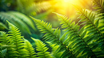 Whimsical background of fern leaves in a natural setting, foliage, greenery, wild, forest, botanical, organic, tropical, lush