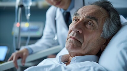 Close-up of medical professional examining patient with rare illness, using stethoscope and medical equipment. Patient's concern and doctor's focused attention, ideal for healthcare, medical