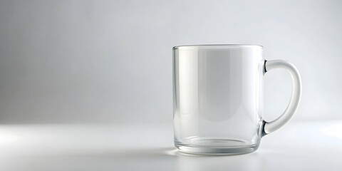 White glass mug mockup on white background, glass, mug, mockup, template, white, blank, empty, design, drink, isolated, coffee, tea