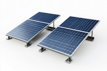 Two isolated solar panels - 3D illustration with generative ai