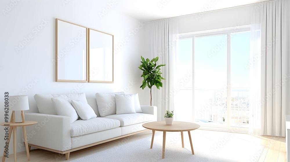 Poster contemporary open layout studio apartment - smart space optimization with modular furniture and neut