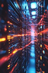 Fototapeta premium High Tech Server Rack Close Up View