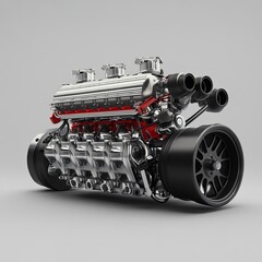 Fototapeta premium High precision muscle car engine, Customized race car engine