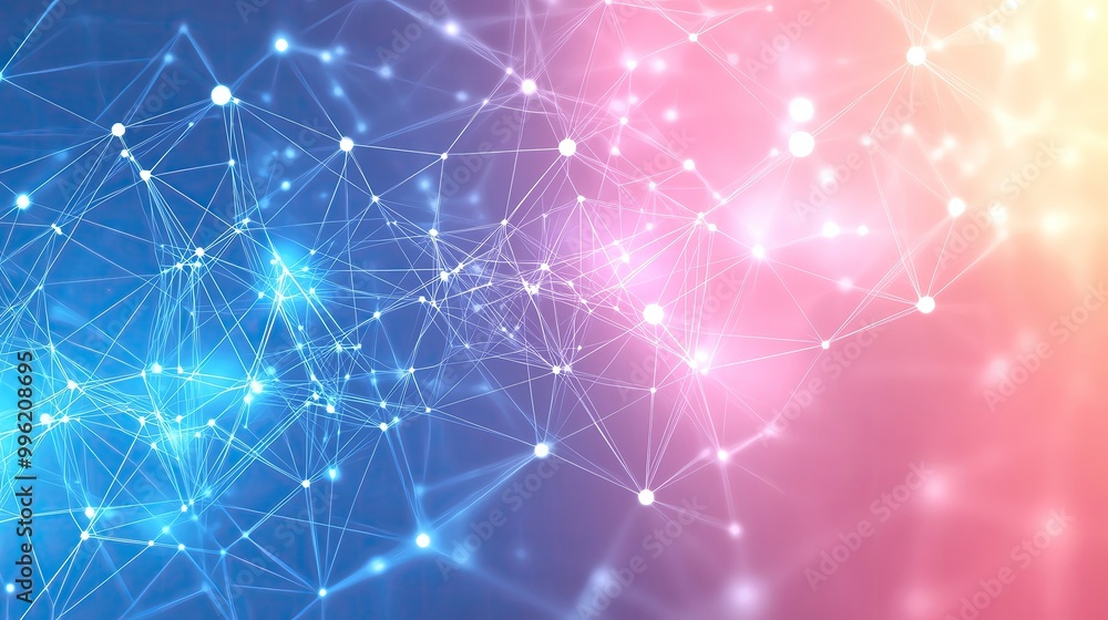 Aufkleber futuristic abstract network backdrop featuring interconnected glowing nodes and lines in vibrant blu