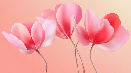 Naklejka premium Soft pink flowers with delicate petals create an elegant aesthetic. This serene composition enhances any design with its vibrant and fresh beauty