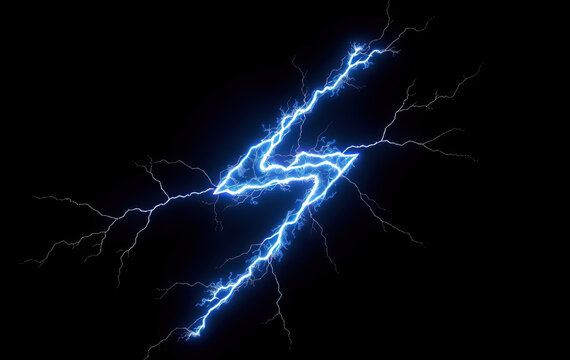 vivid blue thunder lightning bolt s shaped against dark background electric storm nature power