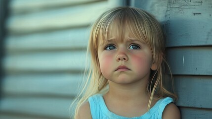 Young girl with sad expression. Perfect for showing emotion, innocence, or vulnerability in your projects.