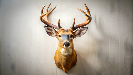 Stuffed deer head mounted on a wall , taxidermy, hunting trophy, wildlife decor, rustic, cabin, animal