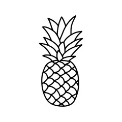 Obraz premium Pineapple in doodle style. Vector, on a white background