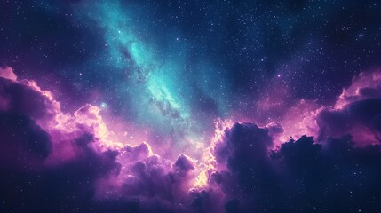 Obraz premium A breathtaking view of a colorful nebula in deep space.