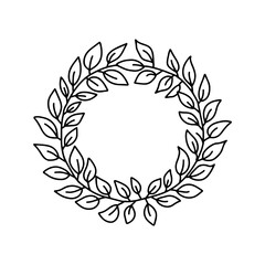 Doodle style leaf wreath. Vector, on a white background