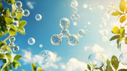 Clear Sky with Visible Carbon Dioxide Molecules Representing Environmental Concerns