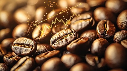 Fototapeta premium Coffee Beans Representing Rising Value in the Coffee Market