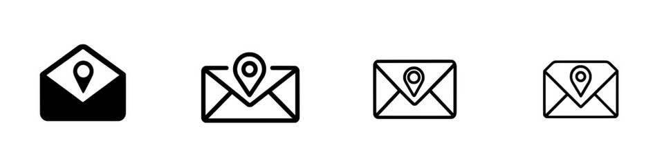 A modern graphic element of a silhouette store locator symbol on a white background.