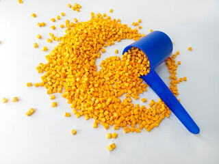 Red masterbatch granule, red polypropylene polymer granules, cold cutting type granule texture,...