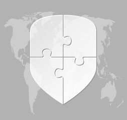 Diagram infographic for 4 steps, protect shield