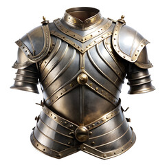 Detailed medieval armor with intricate designs, transparent or white isolated background.