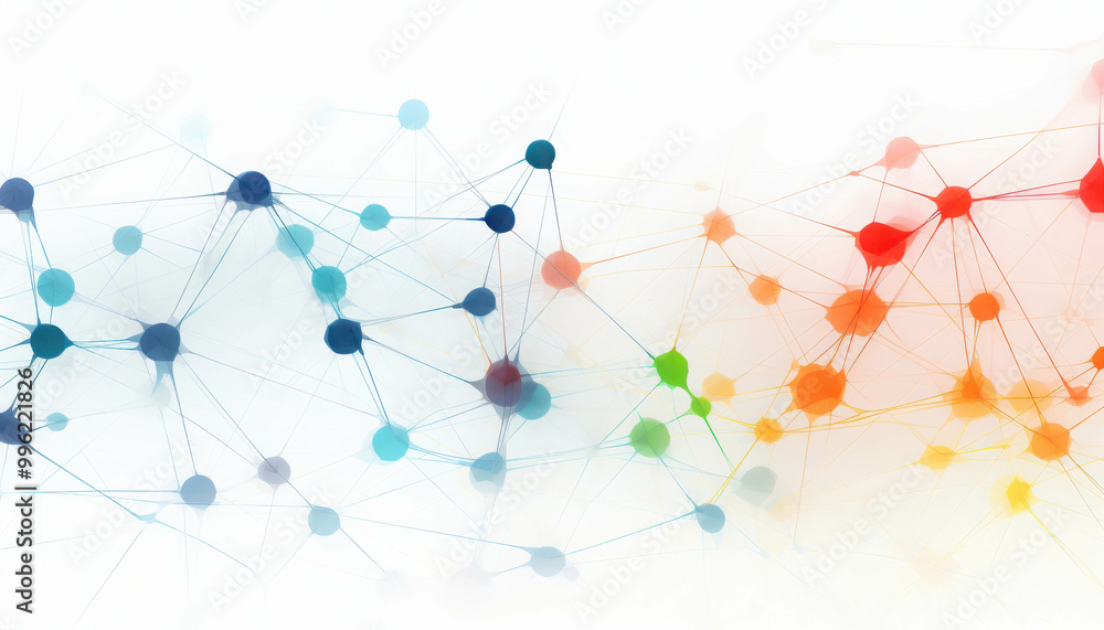 Poster colorful node connections on web background