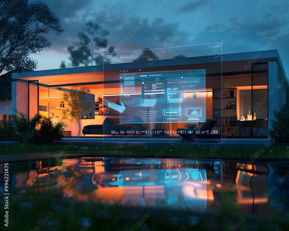 Aufkleber holographic personal assistant projecting schedules reminders and weather updates in smart home sett