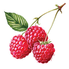 Hand drawn watercolor painting raspberry vector watercolor art isolated on white background