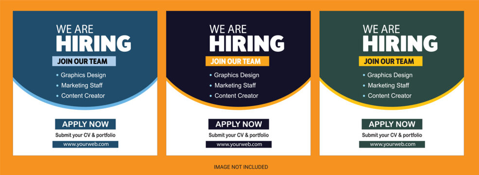 hiring job vacancy social media post or square web banner template vector design template
