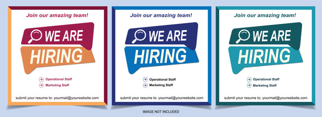 hiring job vacancy social media post or square web banner template vector design template